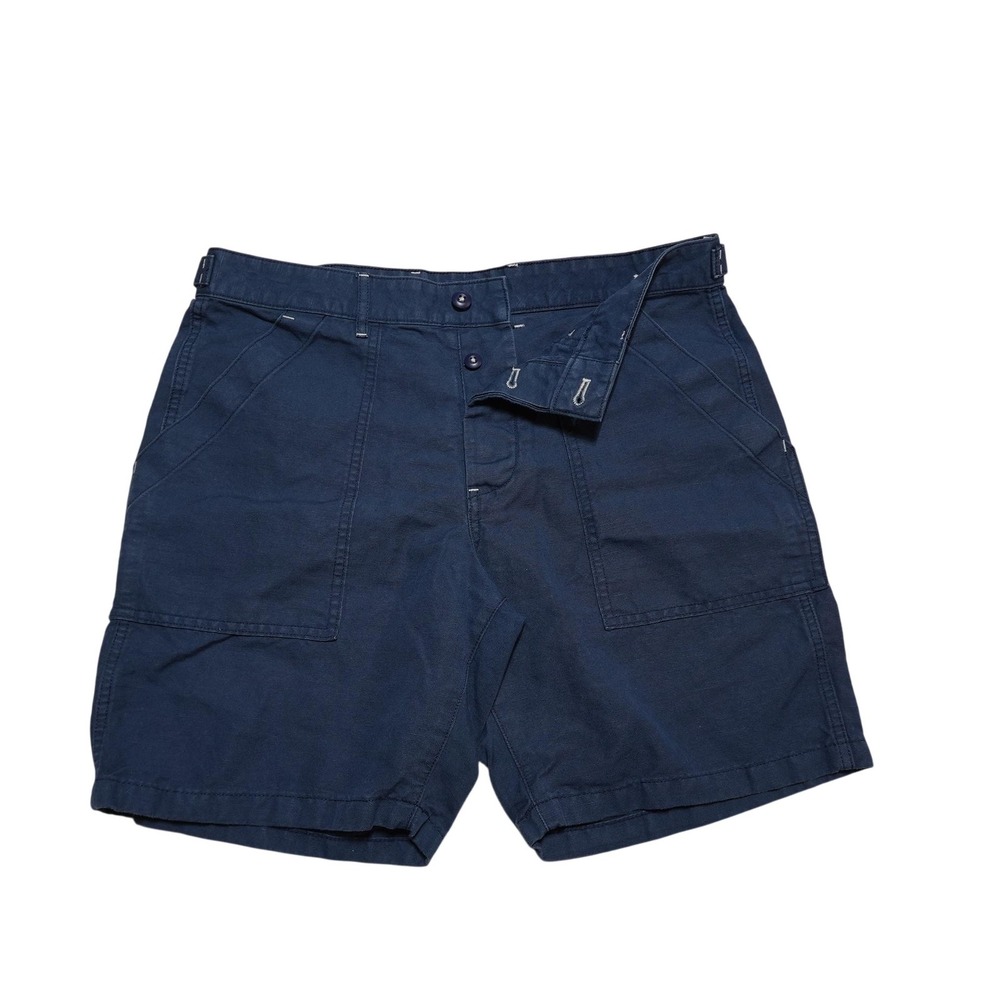 J Crew Shorts Mens 33 Blue Cotton Linen Chino Adjustable Waist 9 Inseam Casual